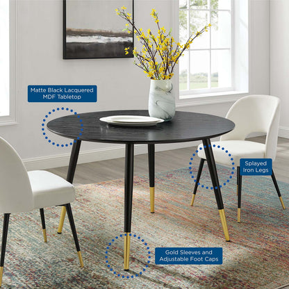 Vigor Round Dining Table, Wood, Black, 19543