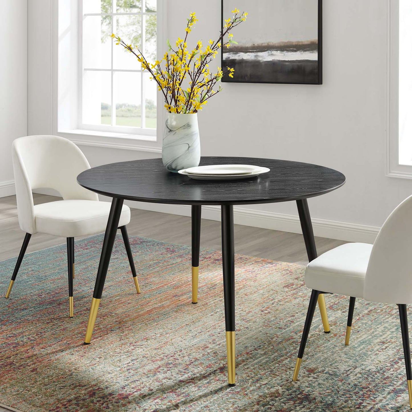 Vigor Round Dining Table, Wood, Black, 19543