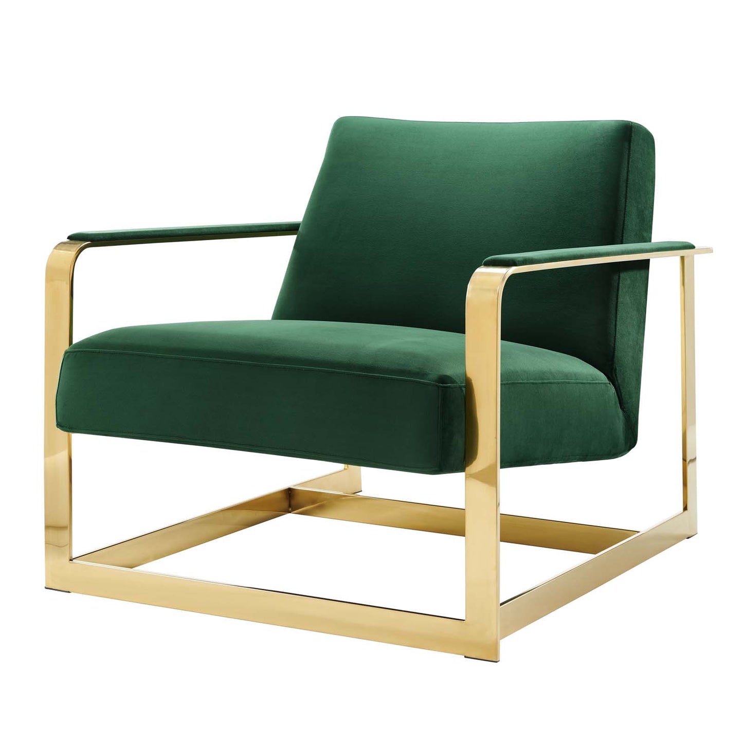 Seg Performance Velvet Accent Chair, Velvet, Metal Steel, Gold Green, 19544