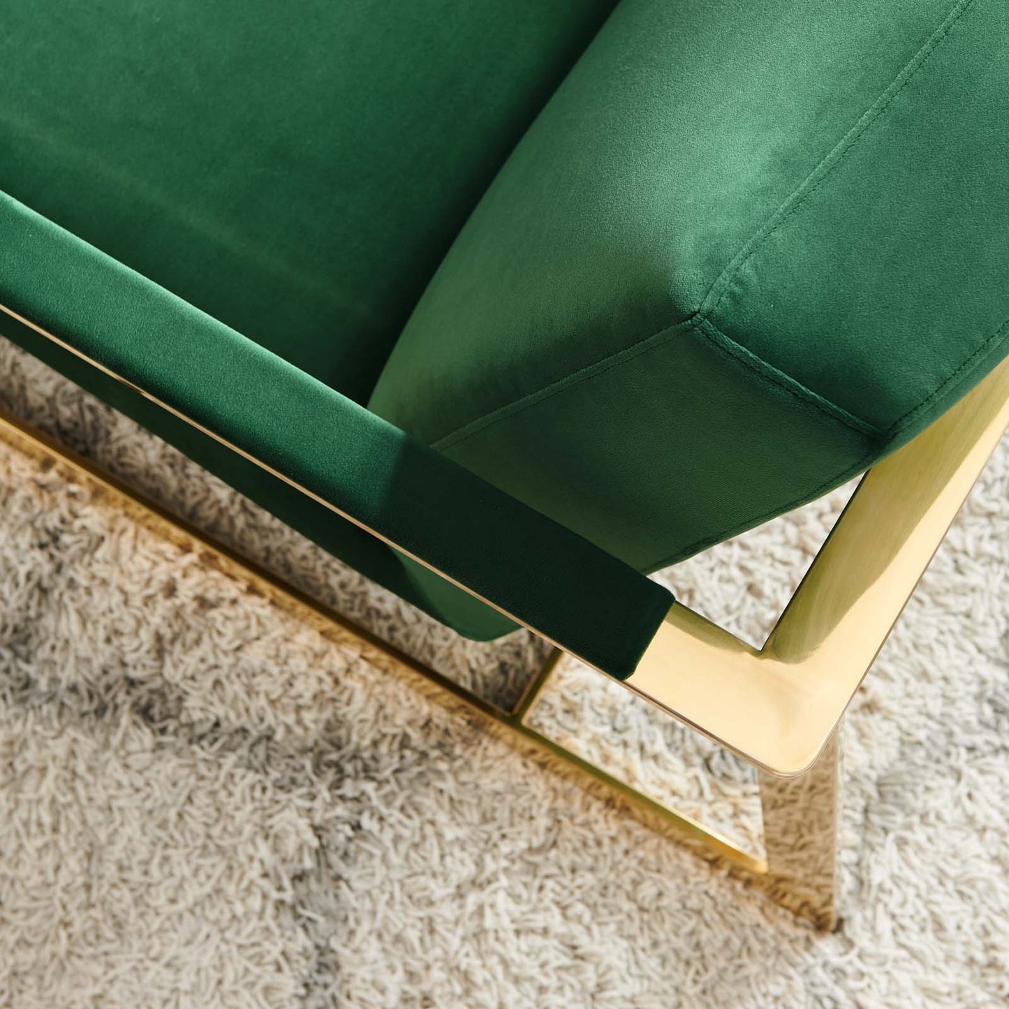 Seg Performance Velvet Accent Chair, Velvet, Metal Steel, Gold Green, 19544