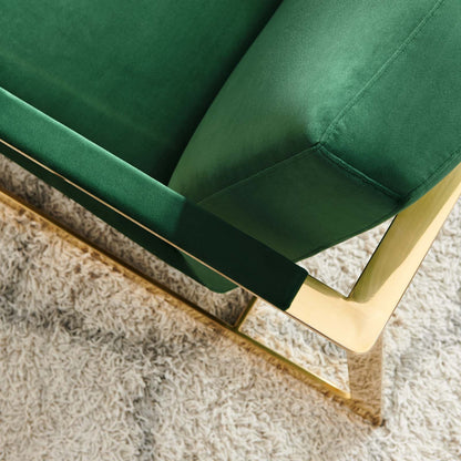 Seg Performance Velvet Accent Chair, Velvet, Metal Steel, Gold Green, 19544