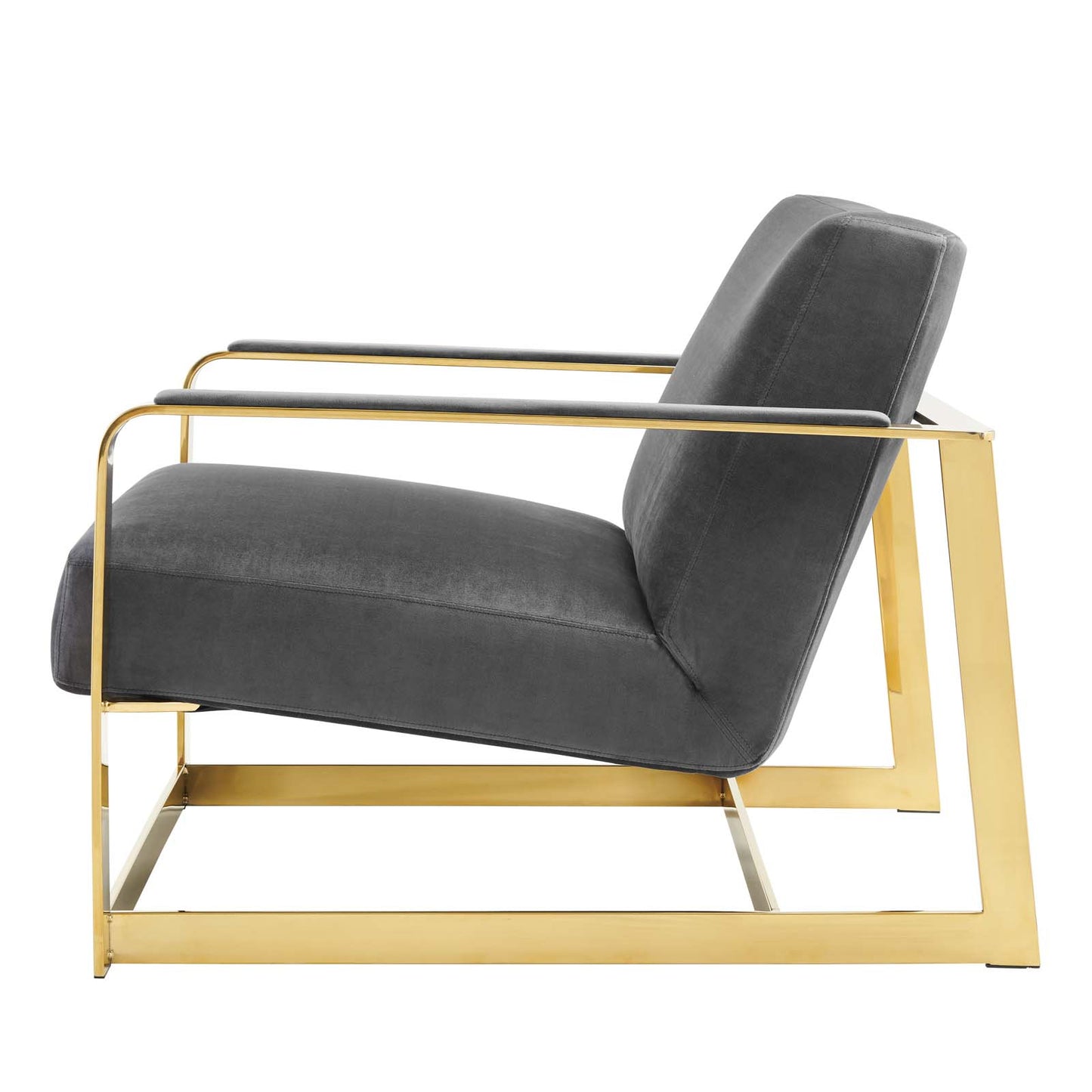 Seg Performance Velvet Accent Chair, Velvet, Metal Steel, Gold Grey Gray, 19545