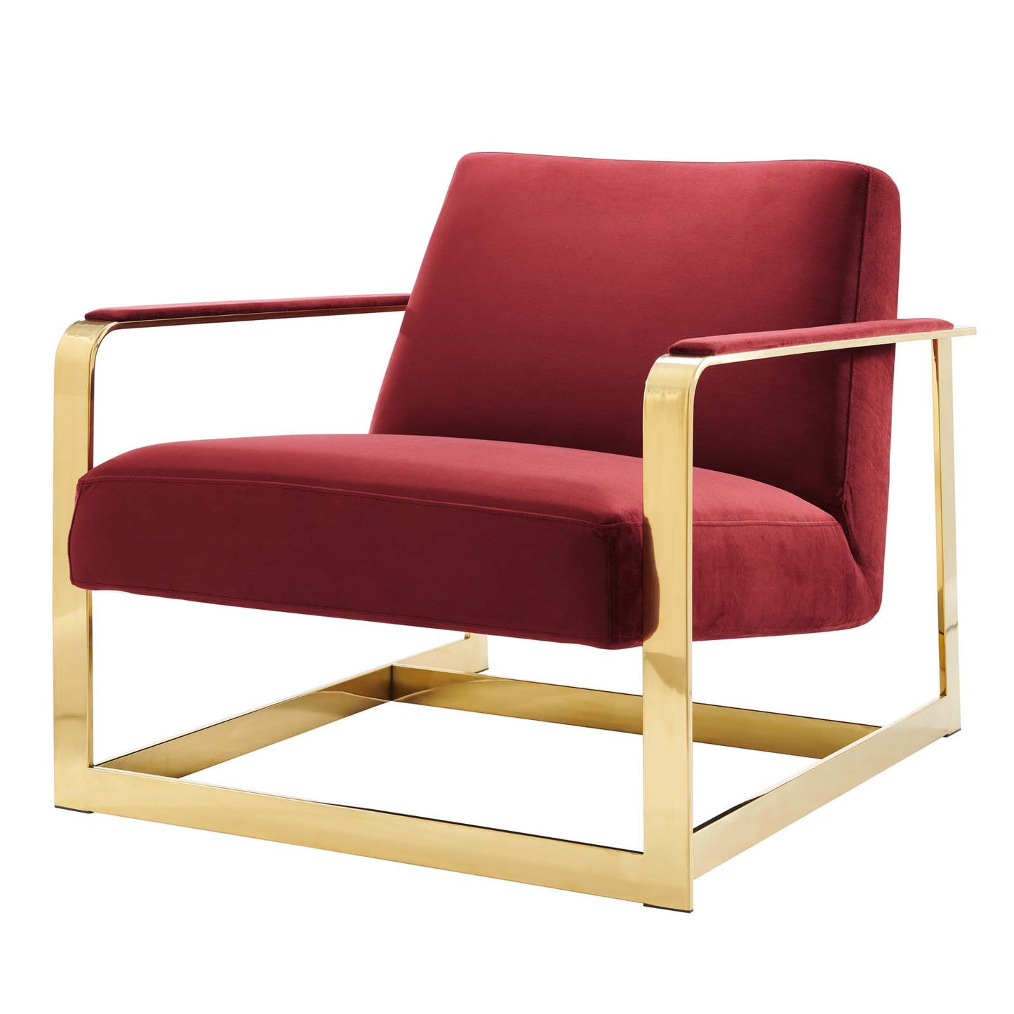 Seg Performance Velvet Accent Chair, Velvet, Metal Steel, Gold Red, 19546