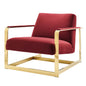 Seg Performance Velvet Accent Chair, Velvet, Metal Steel, Gold Red, 19546