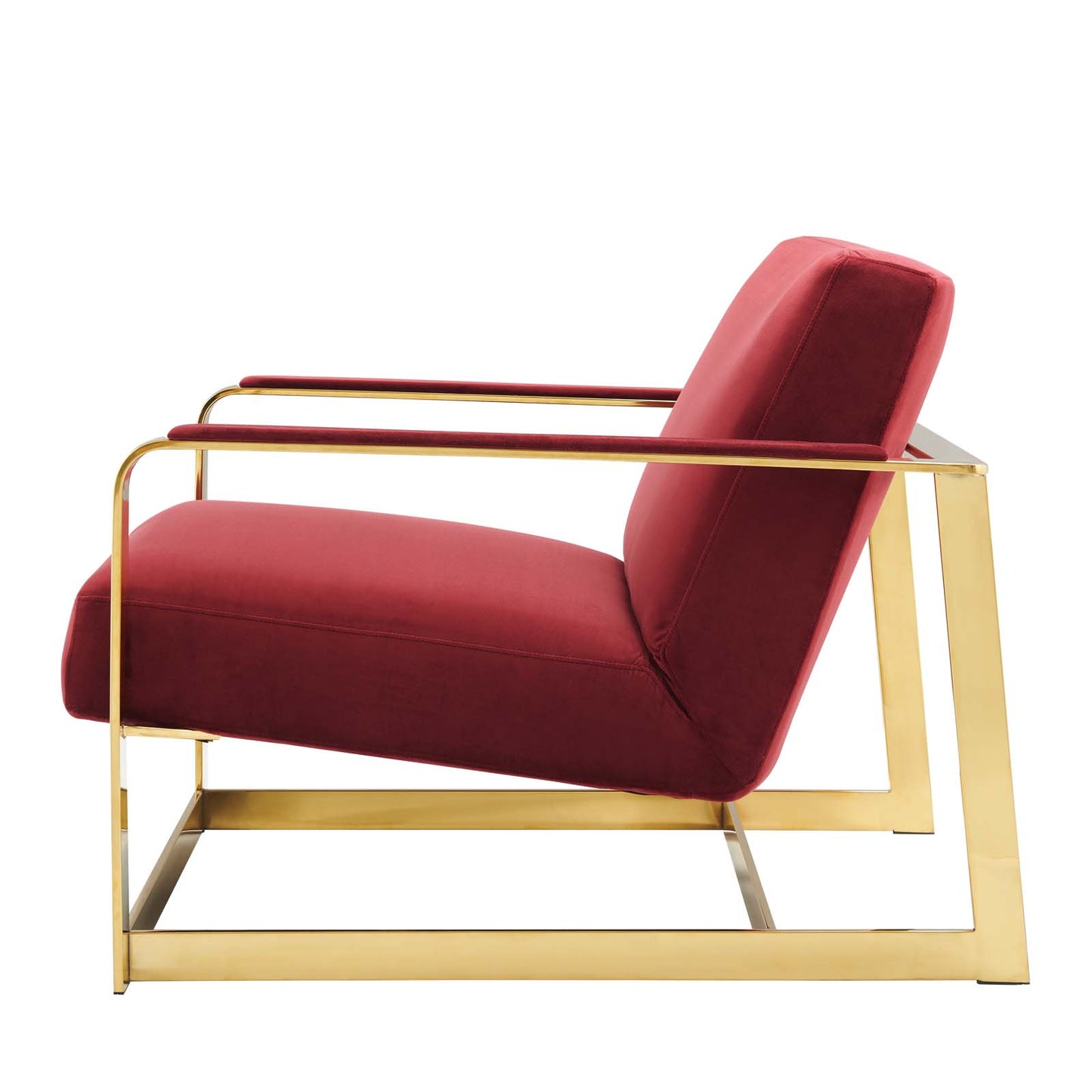 Seg Performance Velvet Accent Chair, Velvet, Metal Steel, Gold Red, 19546
