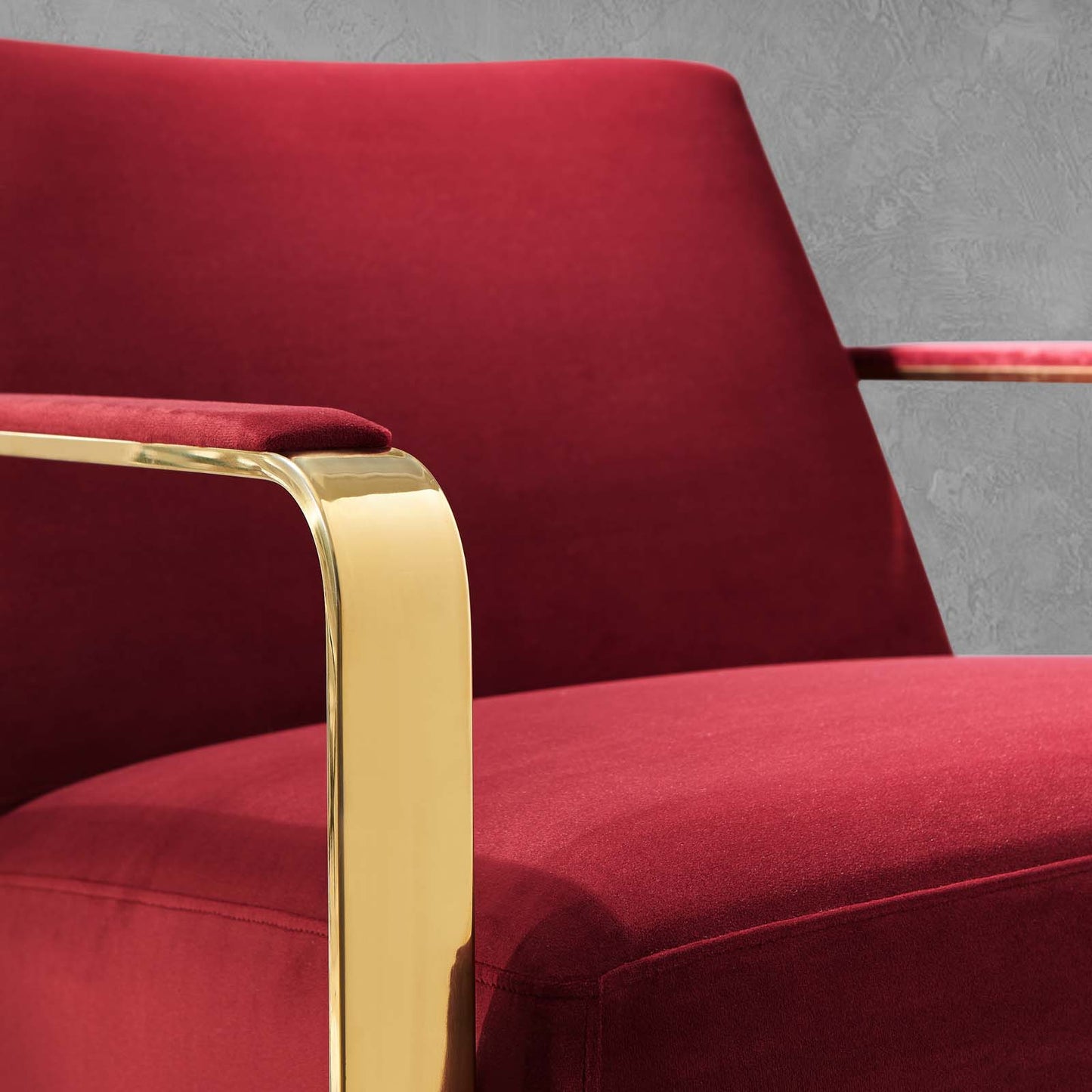 Seg Performance Velvet Accent Chair, Velvet, Metal Steel, Gold Red, 19546