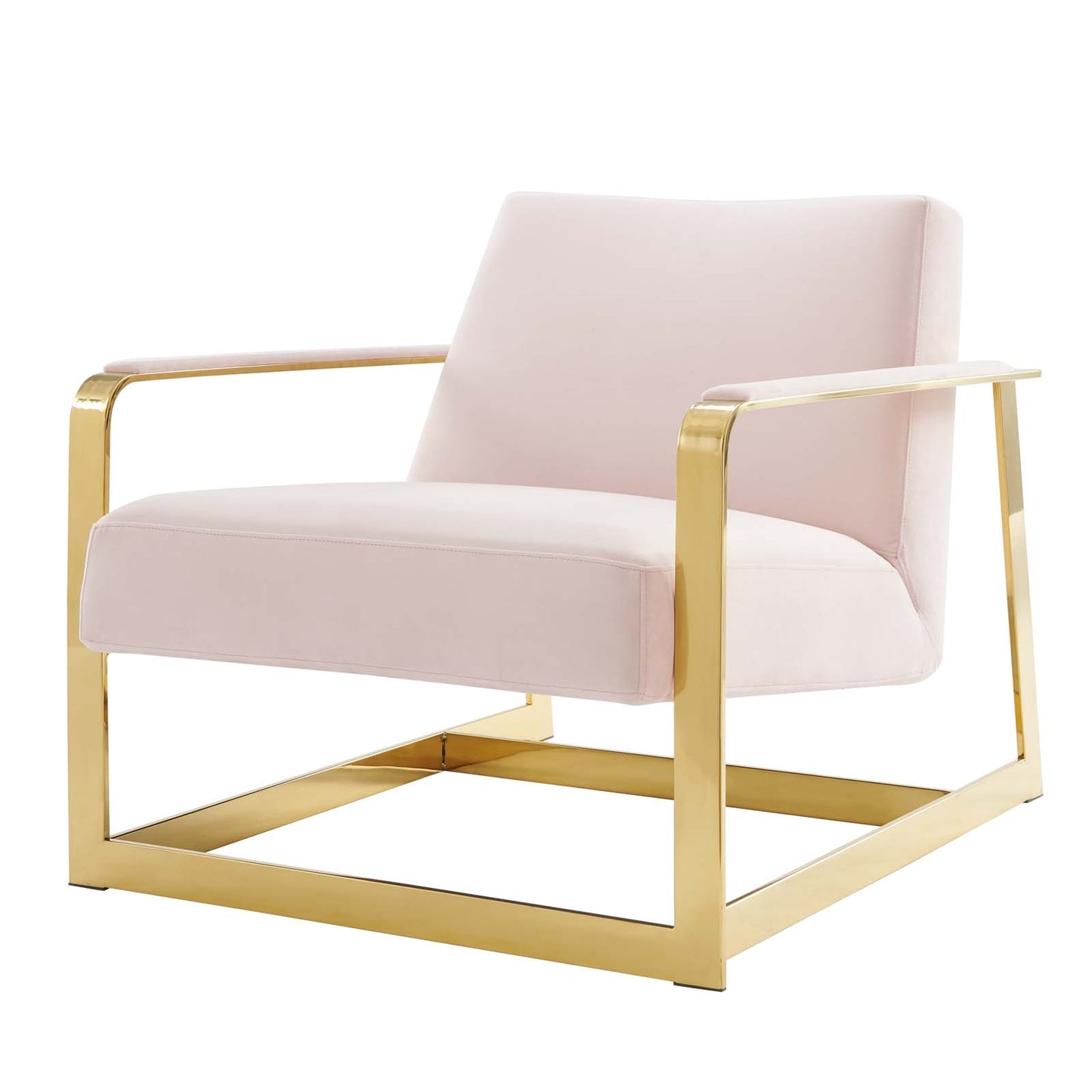 Seg Performance Velvet Accent Chair, Velvet, Metal Steel, Gold Pink, 19548