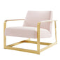 Seg Performance Velvet Accent Chair, Velvet, Metal Steel, Gold Pink, 19548