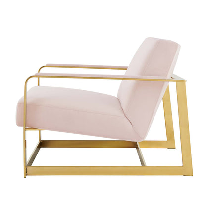 Seg Performance Velvet Accent Chair, Velvet, Metal Steel, Gold Pink, 19548