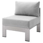 Shore Sunbrella® Fabric Aluminum Outdoor Patio Armless Chair, Fabric, Aluminum, Metal, Steel, Silver Grey Gray, 19560