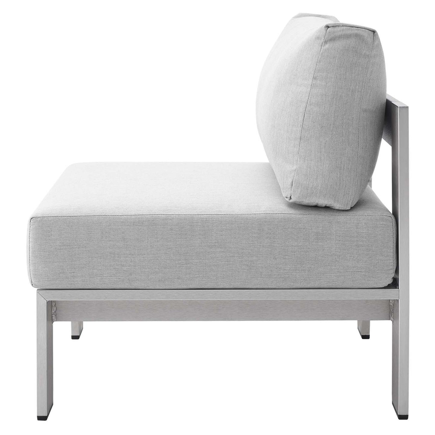 Shore Sunbrella® Fabric Aluminum Outdoor Patio Armless Chair, Fabric, Aluminum, Metal, Steel, Silver Grey Gray, 19560