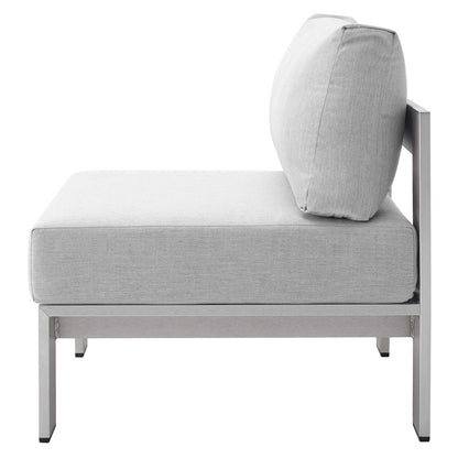 Shore Sunbrella® Fabric Aluminum Outdoor Patio Armless Chair, Fabric, Aluminum, Metal, Steel, Silver Grey Gray, 19560