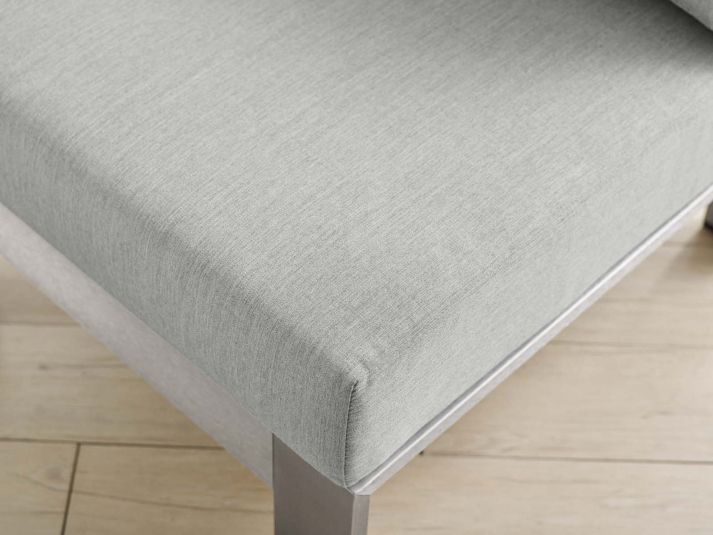 Shore Sunbrella® Fabric Aluminum Outdoor Patio Armless Chair, Fabric, Aluminum, Metal, Steel, Silver Grey Gray, 19560