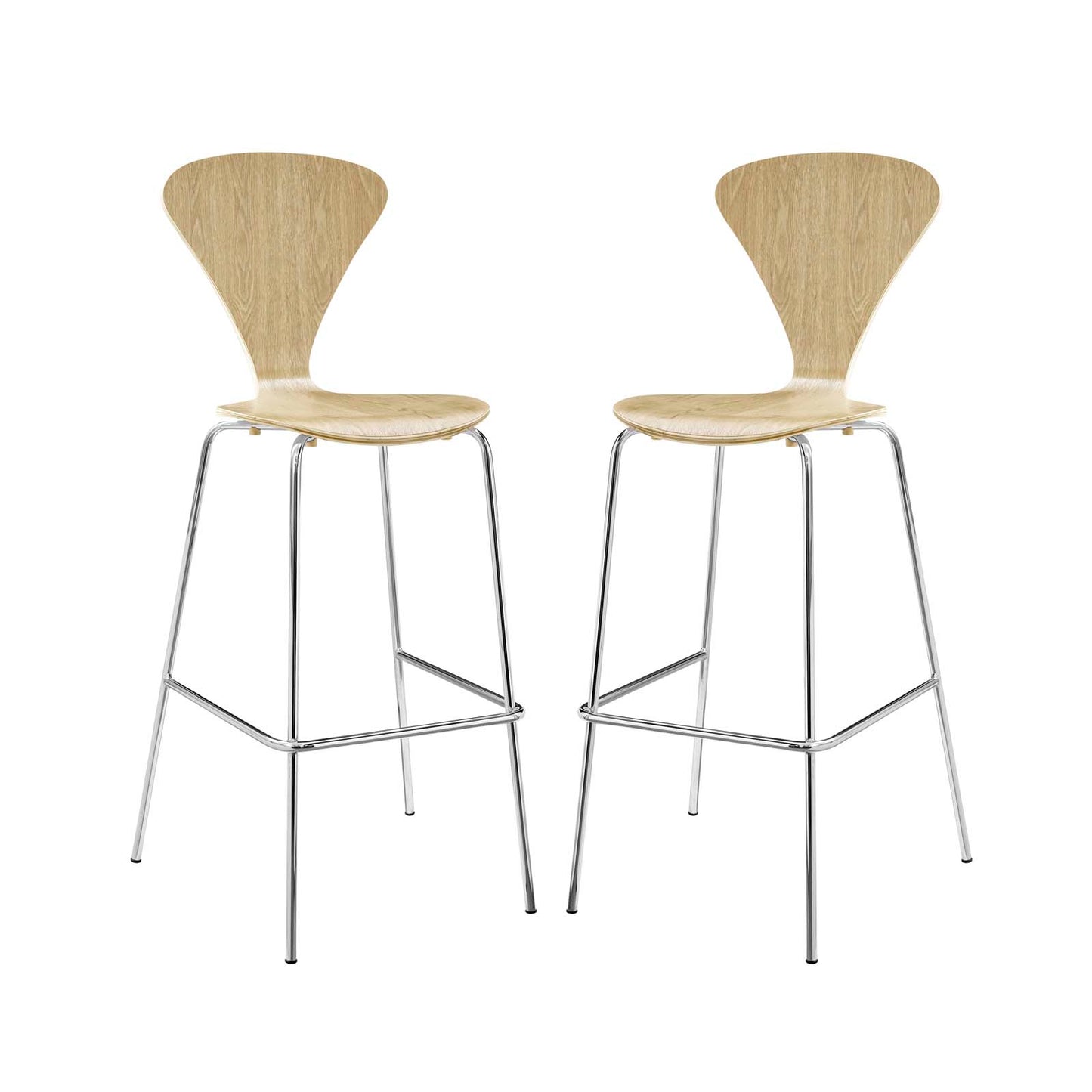 Passage Dining Bar Stool Set of 2, Wood, Metal, Brown Natural, 19565