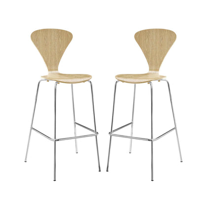 Passage Dining Bar Stool Set of 2, Wood, Metal, Brown Natural, 19565