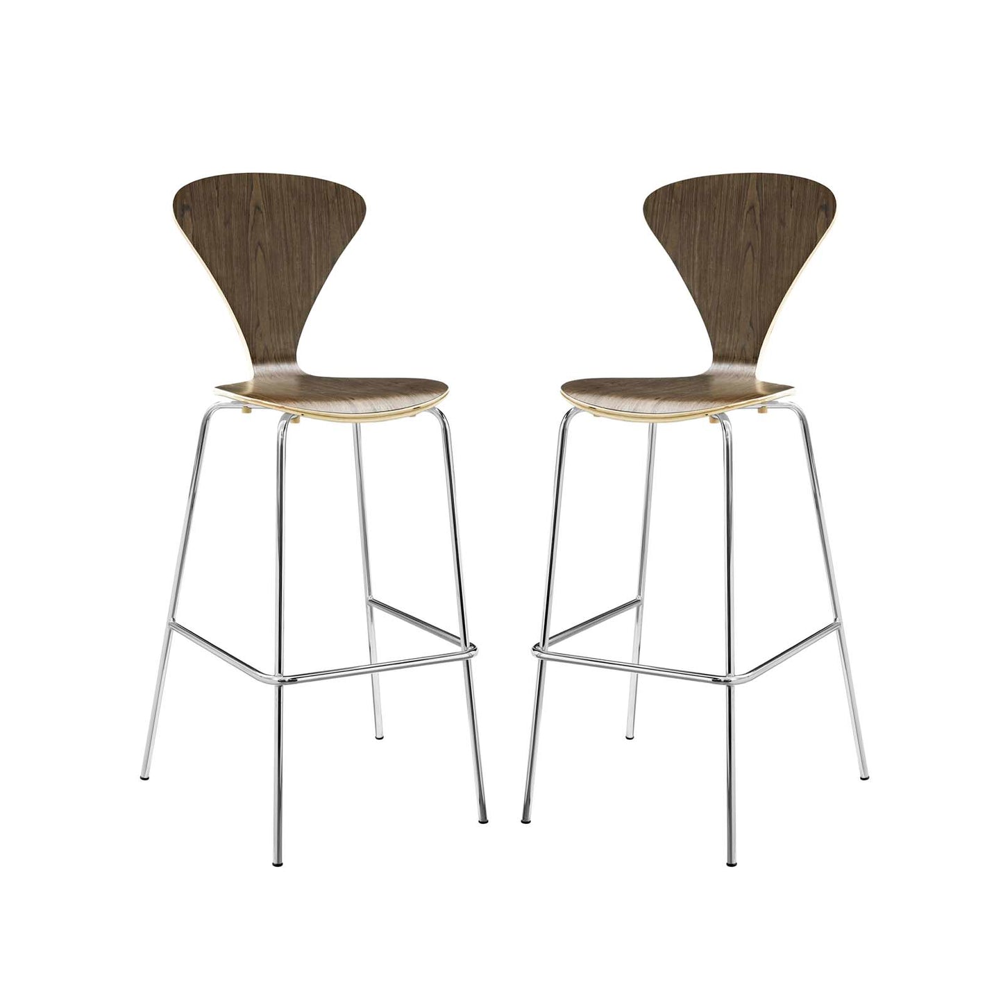 Passage Dining Bar Stool Set of 2, Wood, Metal, Brown Walnut, 19566