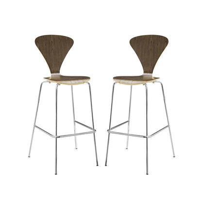 Passage Dining Bar Stool Set of 2, Wood, Metal, Brown Walnut, 19566