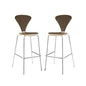 Passage Dining Bar Stool Set of 2, Wood, Metal, Brown Walnut, 19566