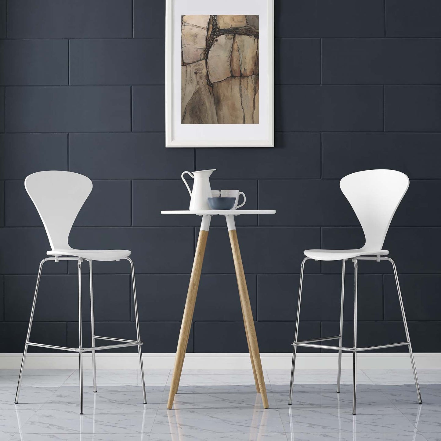 Passage Dining Bar Stool Set of 2, Wood, Metal, White, 19567