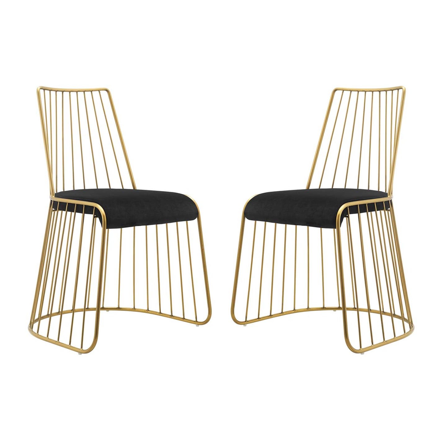 Rivulet Gold Stainless Steel Performance Velvet Dining Chair Set of 2, Velvet, Steel, Gold Black, 19568