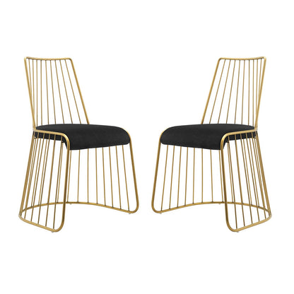 Rivulet Gold Stainless Steel Performance Velvet Dining Chair Set of 2, Velvet, Steel, Gold Black, 19568