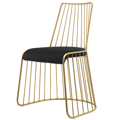 Rivulet Gold Stainless Steel Performance Velvet Dining Chair Set of 2, Velvet, Steel, Gold Black, 19568