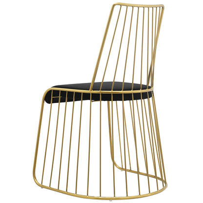 Rivulet Gold Stainless Steel Performance Velvet Dining Chair Set of 2, Velvet, Steel, Gold Black, 19568