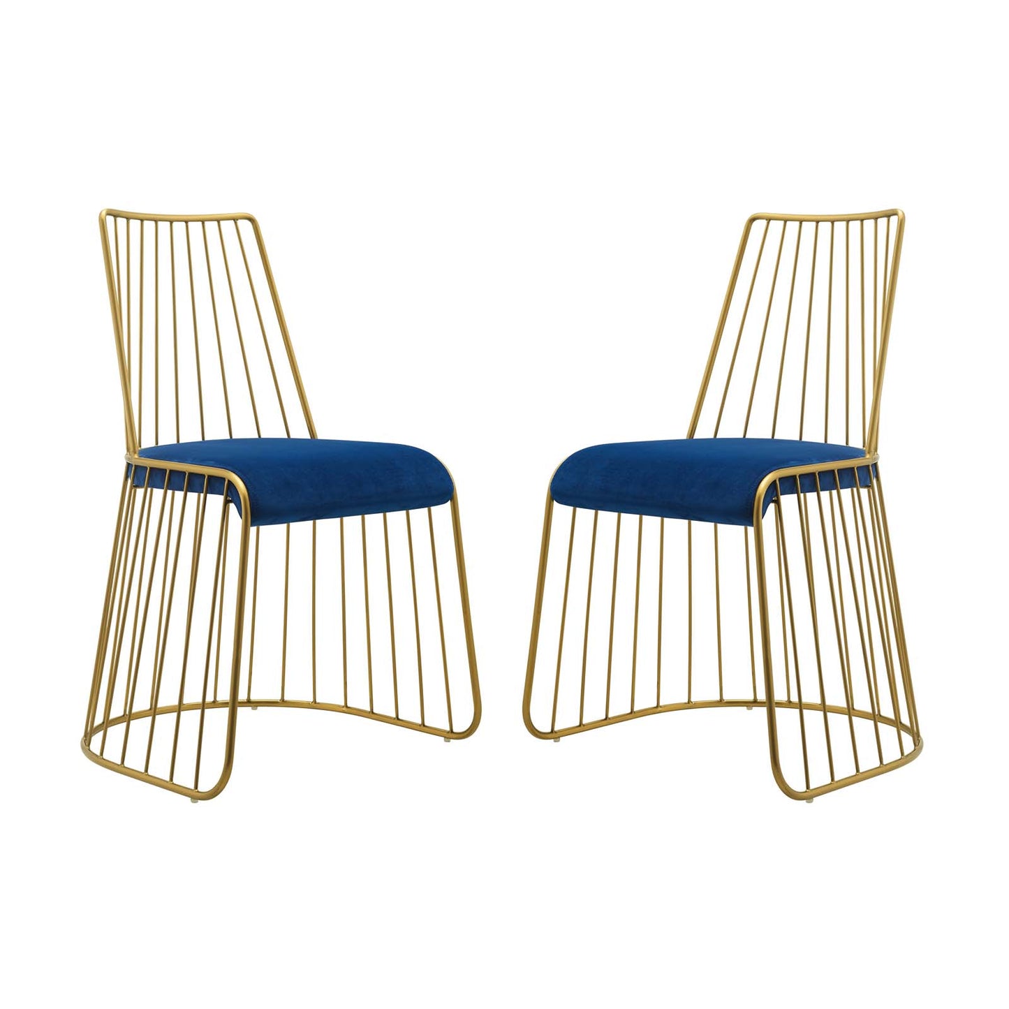 Rivulet Gold Stainless Steel Performance Velvet Dining Chair Set of 2, Velvet, Steel, Gold Blue Navy, 19569