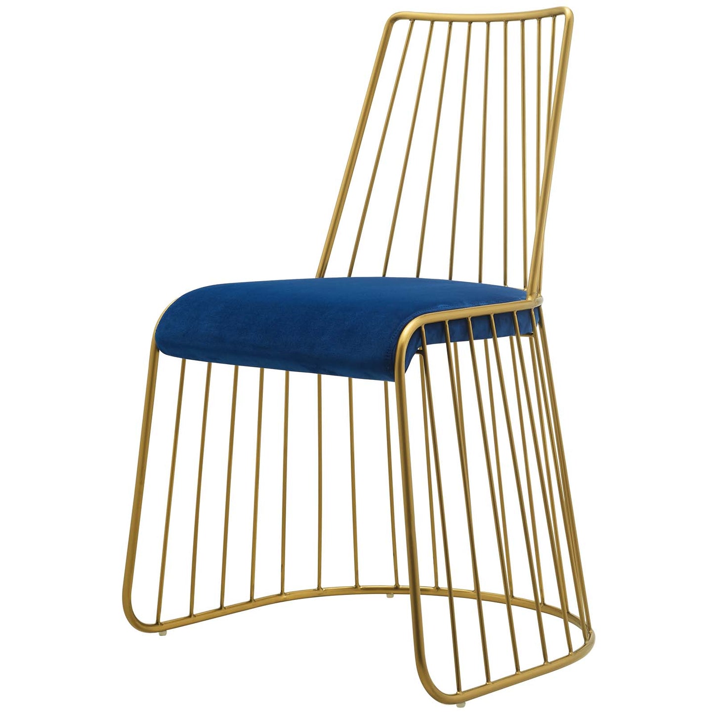 Rivulet Gold Stainless Steel Performance Velvet Dining Chair Set of 2, Velvet, Steel, Gold Blue Navy, 19569