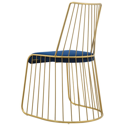 Rivulet Gold Stainless Steel Performance Velvet Dining Chair Set of 2, Velvet, Steel, Gold Blue Navy, 19569