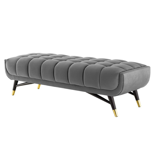 Adept 60" Performance Velvet Bench, Velvet, Grey Gray, 19570