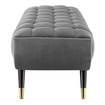 Adept 60" Performance Velvet Bench, Velvet, Grey Gray, 19570
