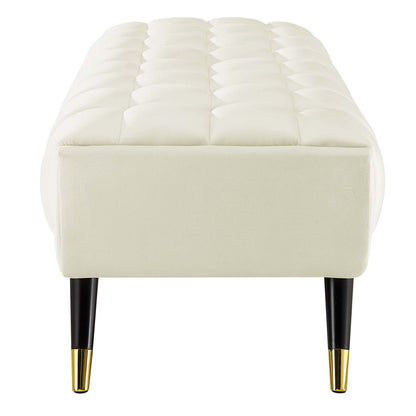 Adept 60" Performance Velvet Bench, Velvet, Ivory White, 19571
