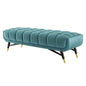 Adept 60" Performance Velvet Bench, Velvet, Blue, 19573