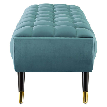 Adept 60" Performance Velvet Bench, Velvet, Blue, 19573