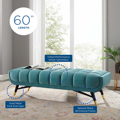 Adept 60" Performance Velvet Bench, Velvet, Blue, 19573