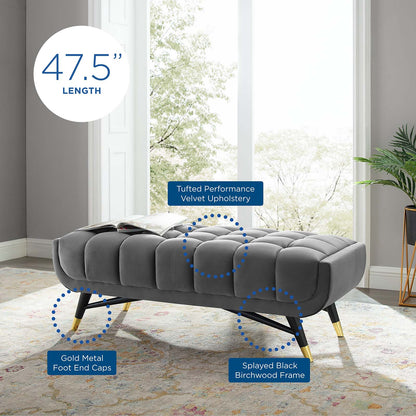 Adept 47.5" Performance Velvet Bench, Velvet, Grey Gray, 19574