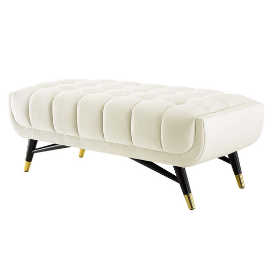 Adept 47.5" Performance Velvet Bench, Velvet, Ivory White, 19575