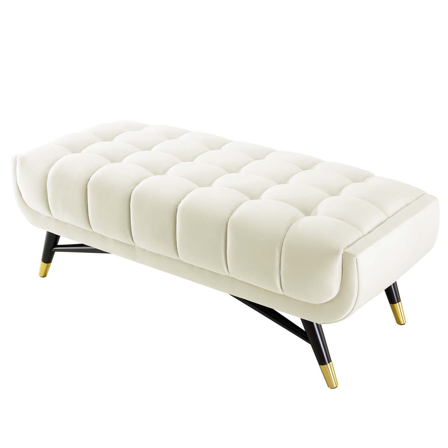 Adept 47.5" Performance Velvet Bench, Velvet, Ivory White, 19575