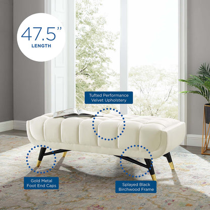 Adept 47.5" Performance Velvet Bench, Velvet, Ivory White, 19575