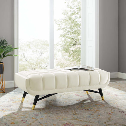 Adept 47.5" Performance Velvet Bench, Velvet, Ivory White, 19575