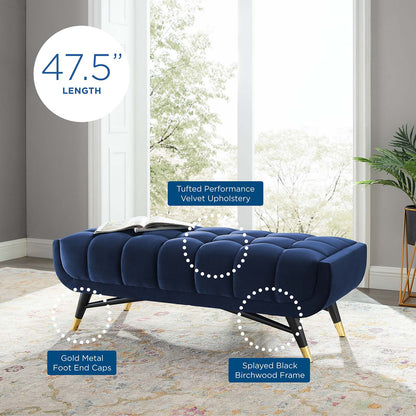 Adept 47.5" Performance Velvet Bench, Velvet, Dark Blue, 19576