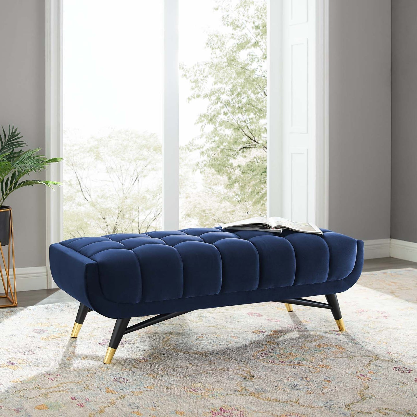 Adept 47.5" Performance Velvet Bench, Velvet, Dark Blue, 19576