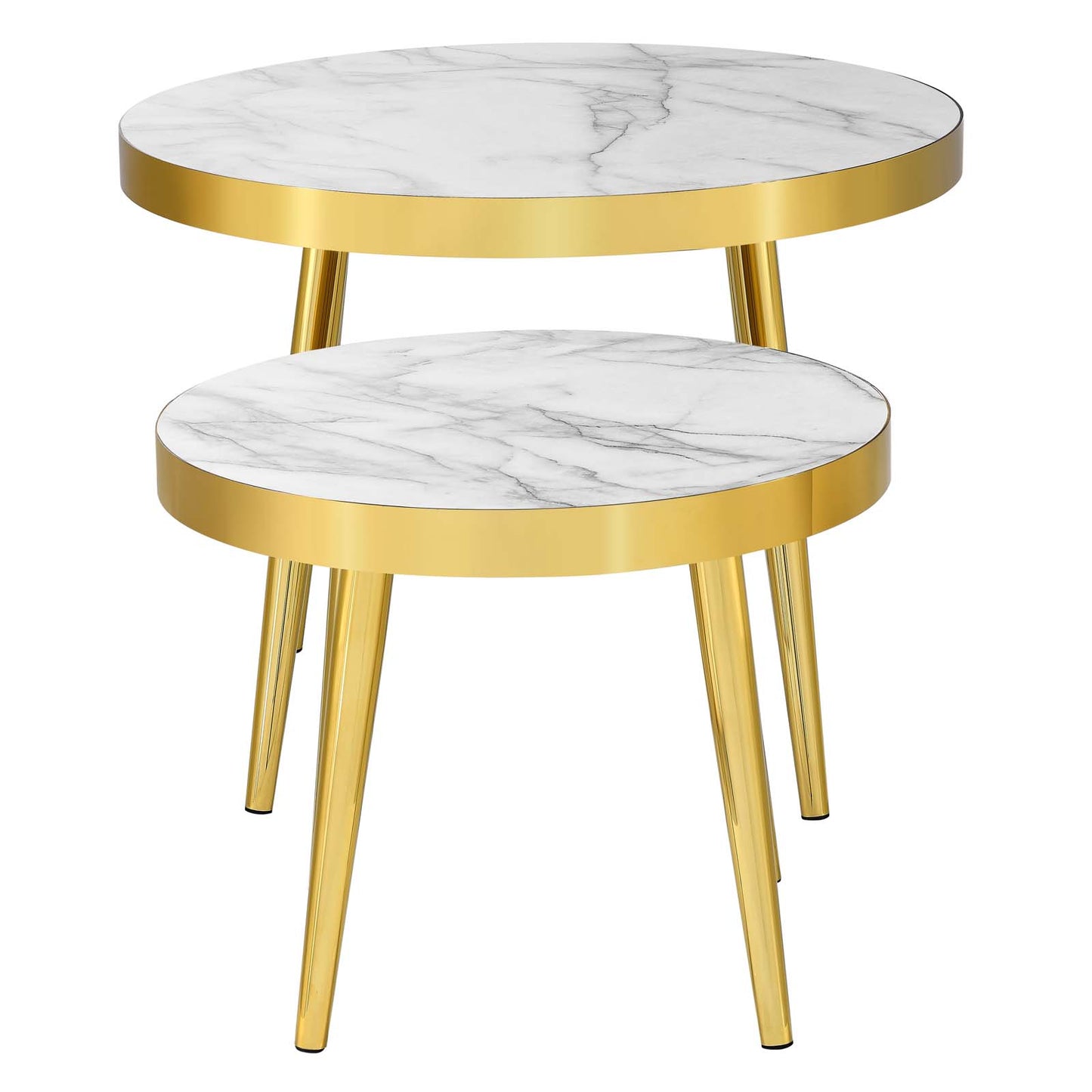 Solana Nesting Tables, Artificial Marble, Metal Steel, Gold, 19578