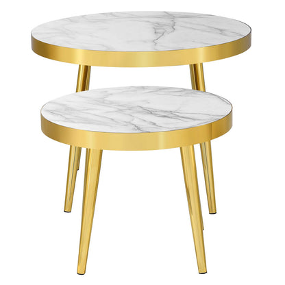 Solana Nesting Tables, Artificial Marble, Metal Steel, Gold, 19578