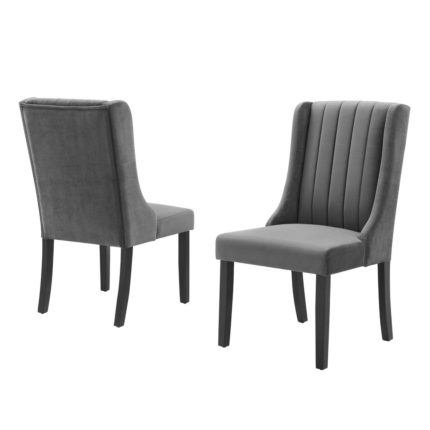 Renew Parsons Performance Velvet Dining Side Chairs - Set of 2, Velvet, Grey Gray, 19579