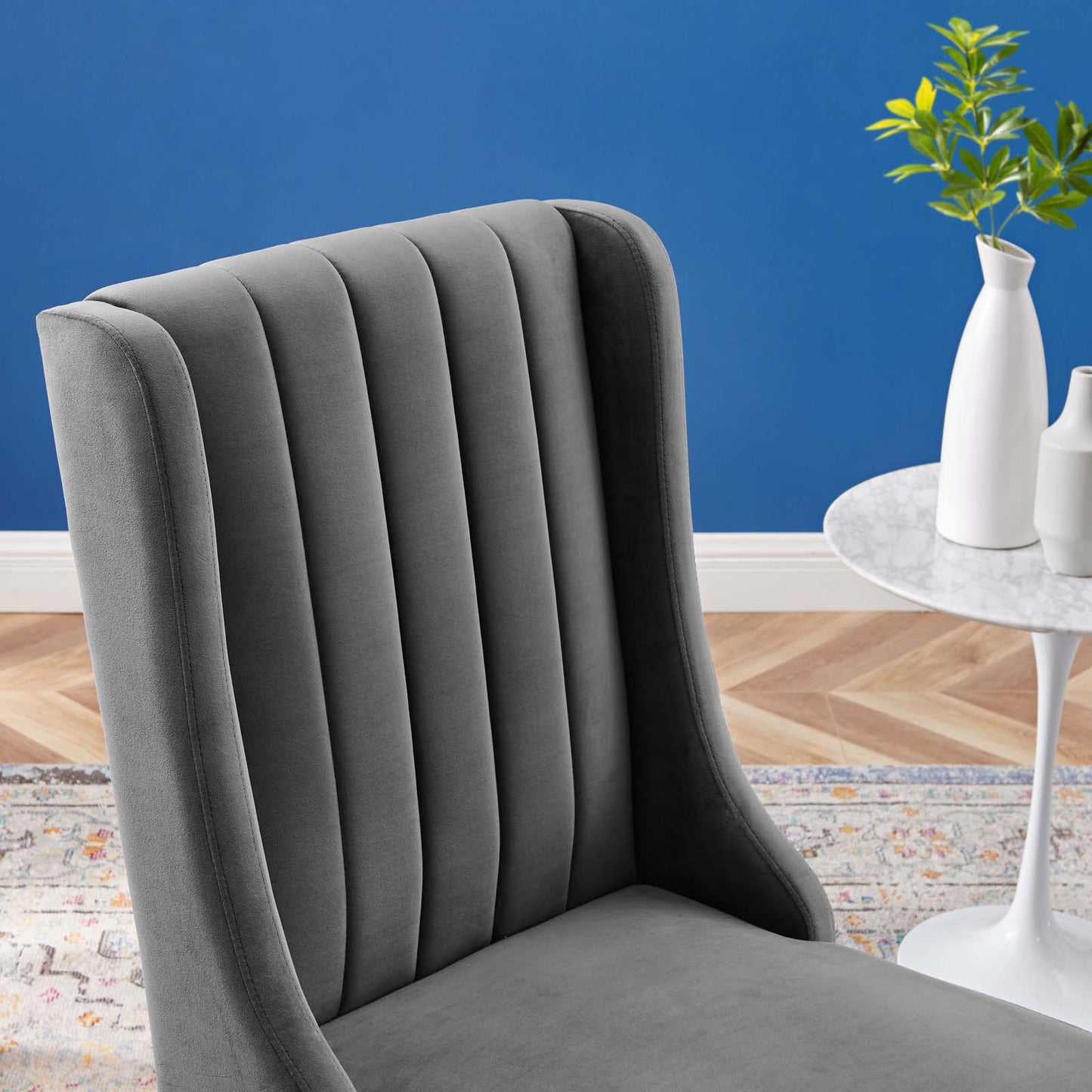 Renew Parsons Performance Velvet Dining Side Chairs - Set of 2, Velvet, Grey Gray, 19579