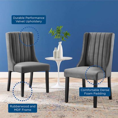 Renew Parsons Performance Velvet Dining Side Chairs - Set of 2, Velvet, Grey Gray, 19579