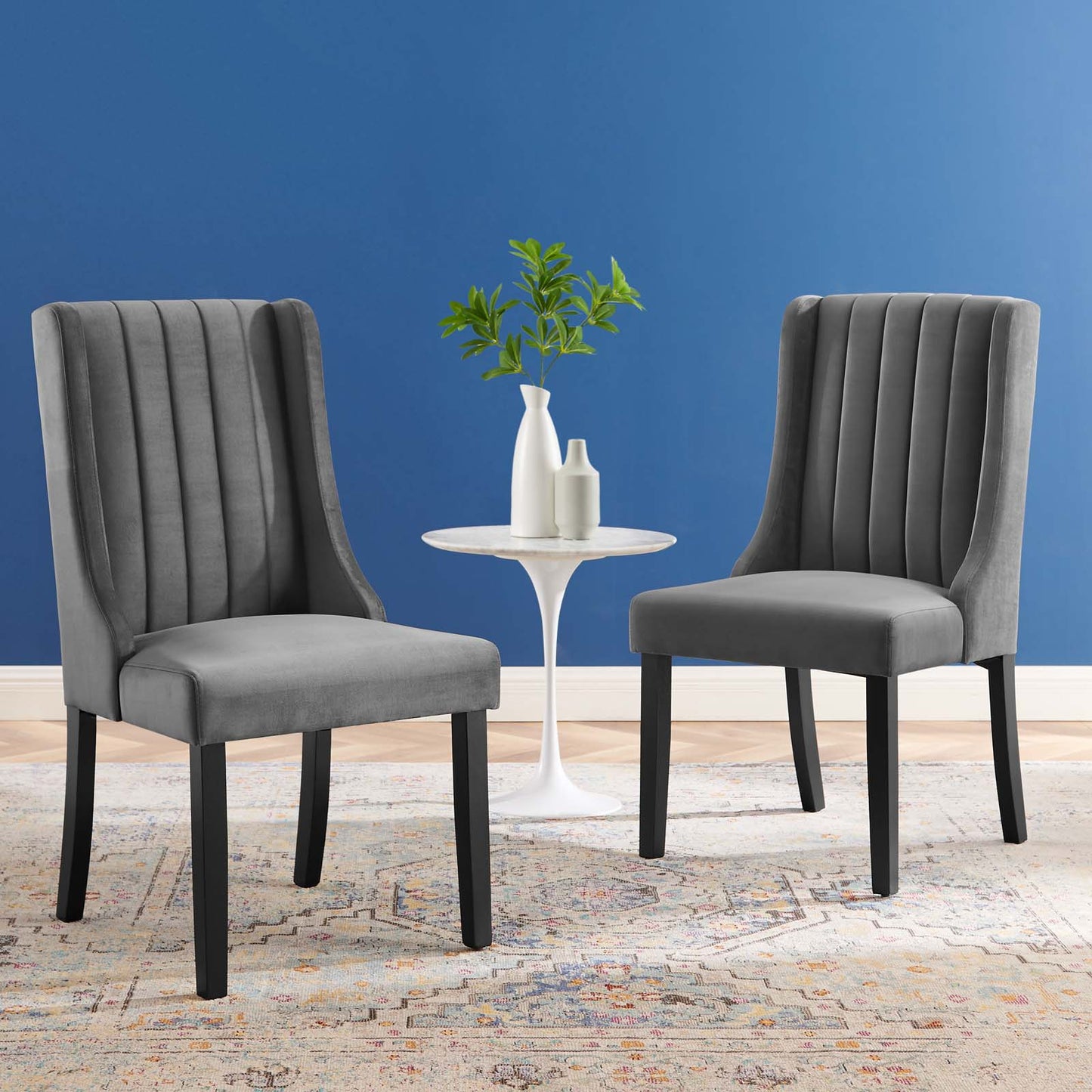 Renew Parsons Performance Velvet Dining Side Chairs - Set of 2, Velvet, Grey Gray, 19579