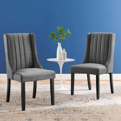 Renew Parsons Performance Velvet Dining Side Chairs - Set of 2, Velvet, Grey Gray, 19579